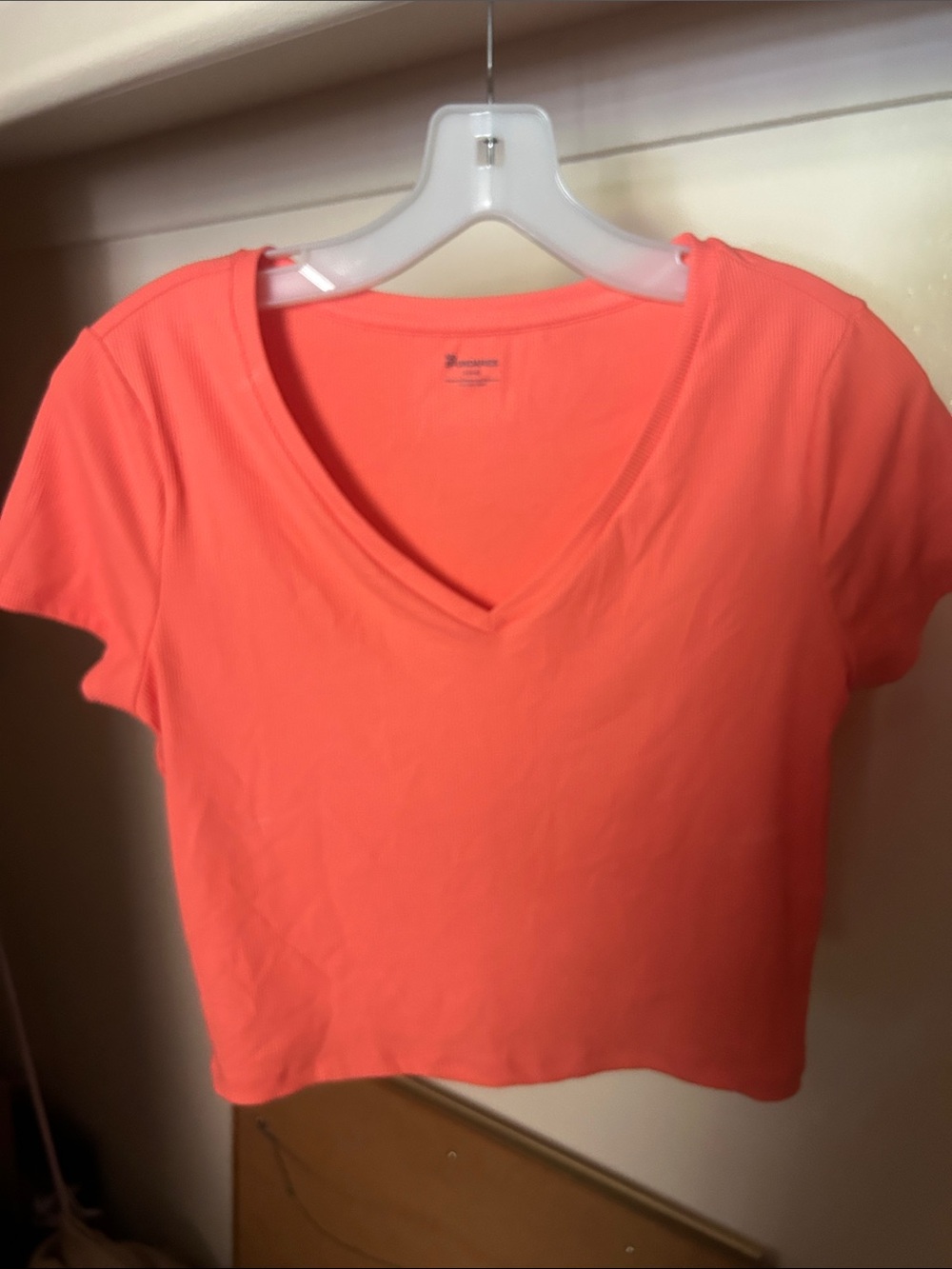 Women's V-Neck Short Sleeve Top - Coral